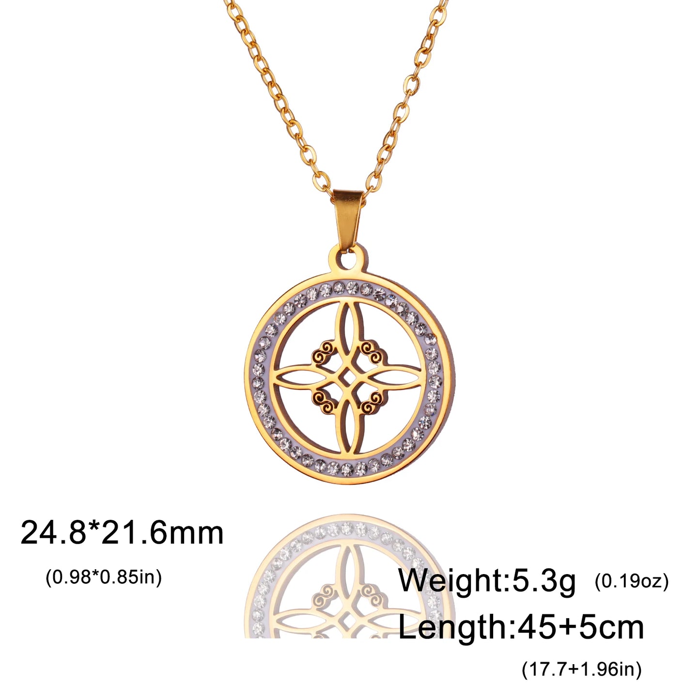 Skyrim Collier Nministériels d Sorcière en Acier Inoxydable, Pendentif Rond, Amulette Wicca, Bijoux Cadeau d'Anniversaire