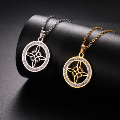Skyrim Collier Nministériels d Sorcière en Acier Inoxydable, Pendentif Rond, Amulette Wicca, Bijoux Cadeau d'Anniversaire