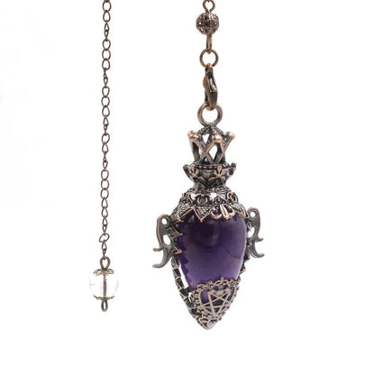 pendule spirituel veritable en cristal de quartz rose obsidienne, grand pendentif , ystes d'atterrissage, pendule radiesthésie pierre naturelle  précieuses pendules divinatoire en pierres spiritualité X202