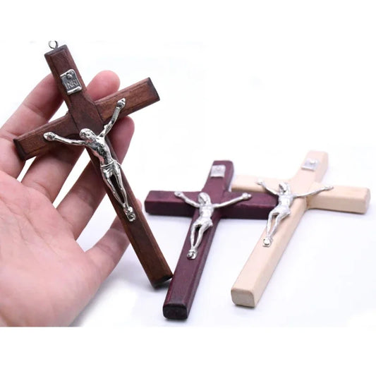 Statue de Christ en bois faite à la main, 1 pièce, pendentif de prière religieuse