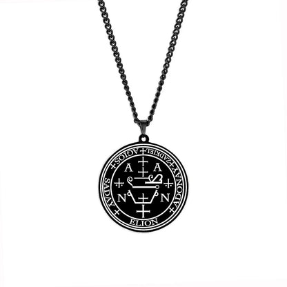 Arcange MICHAEL GABRIEL RAPHAEL URIEL SAMAEL sceau amulette Talisman Sigil d'angélique en acier inoxydable noir pendentif collier