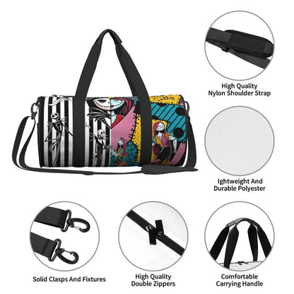Sac fourre-tout de plage personnalisé Jack Skellington pour femmes, squelette vivant, grand compartiment, sacs de voyage pour salle de sport et plage