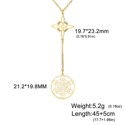 Skyrim Metatron Cube Collier pendentif noeud de sorcière Double amulette Protection Colliers en acier inoxydable Bijoux de sorcellerie vintage