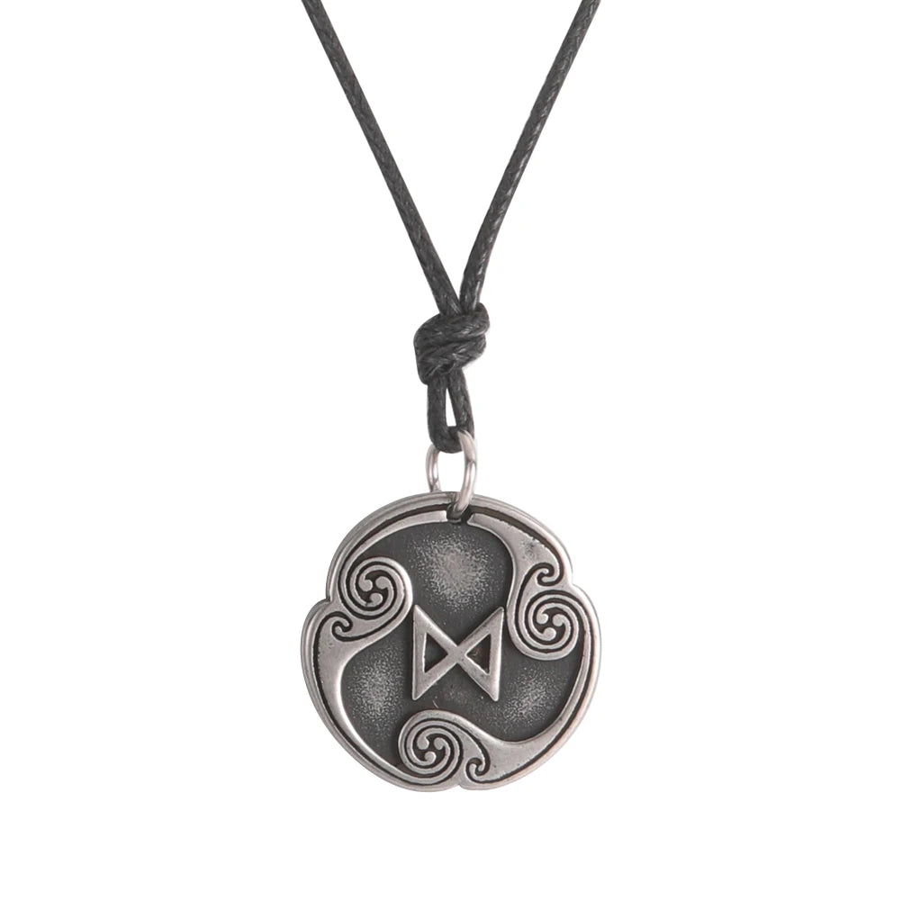 EUEAVAN rétro mystérieux Runes collier Viking bijoux corde chaîne réglable colliers en acier inoxydable pendentif amulette bijoux