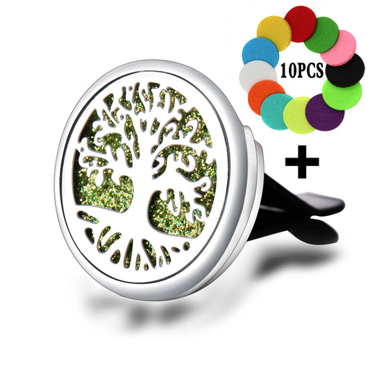 Joint d'aromathérapie pour voiture, arbre de vie, sortie d'air de voiture en acier inoxydable, diffuseur d'huile essentielle, médaillon de parfum à la mode, bijoux