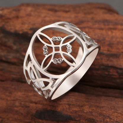 LIKGREAT bague noeud de sorcière pour femmes hommes creux en acier inoxydable bagues celtique Vintage amulette Protection Couple bijoux cadeaux