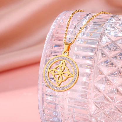 Skyrim Collier Nministériels d Sorcière en Acier Inoxydable, Pendentif Rond, Amulette Wicca, Bijoux Cadeau d'Anniversaire