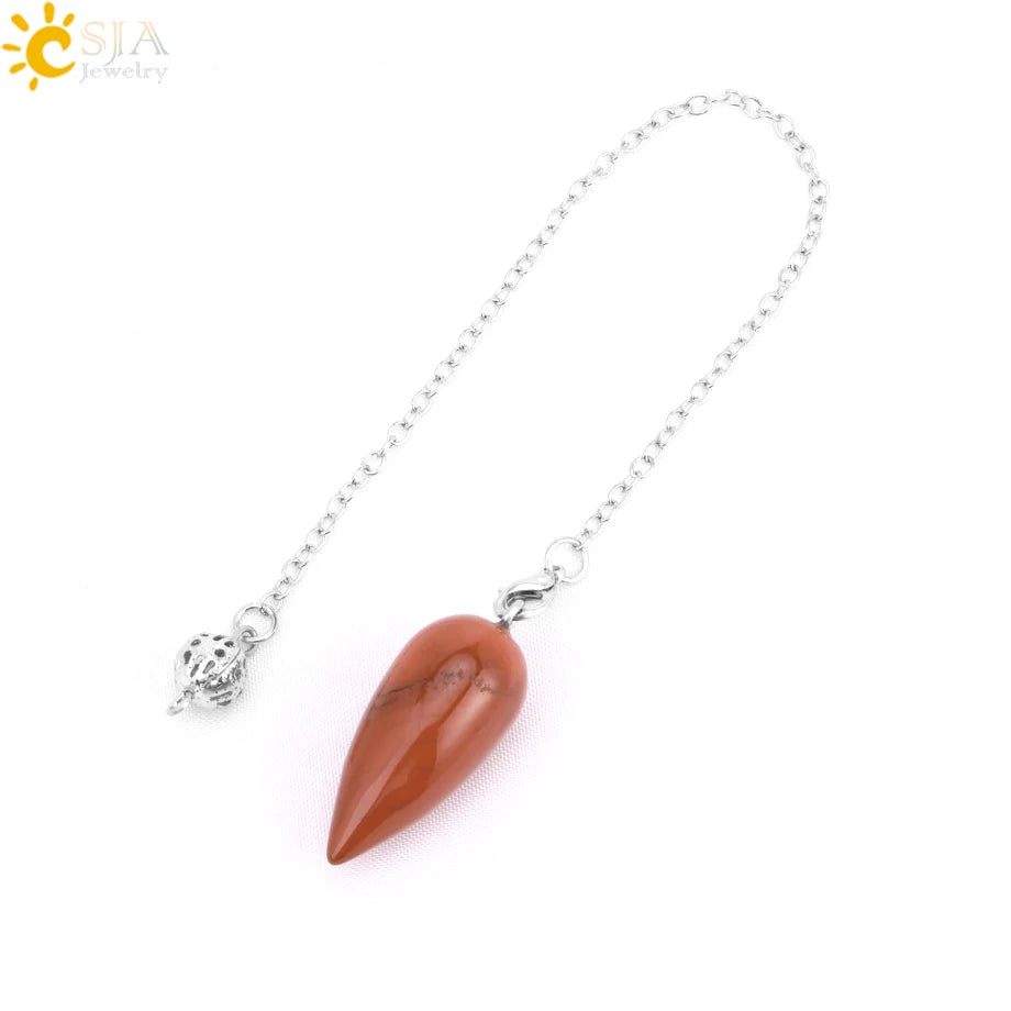 Pendule en Pierre Naturelle, Pendentif en Clip Turquoise, Goutte d'Eau de Guérison, Synchronisation, Radiesthésie, Reiki, T041