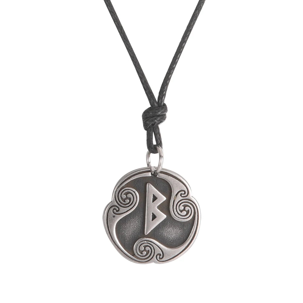 EUEAVAN rétro mystérieux Runes collier Viking bijoux corde chaîne réglable colliers en acier inoxydable pendentif amulette bijoux
