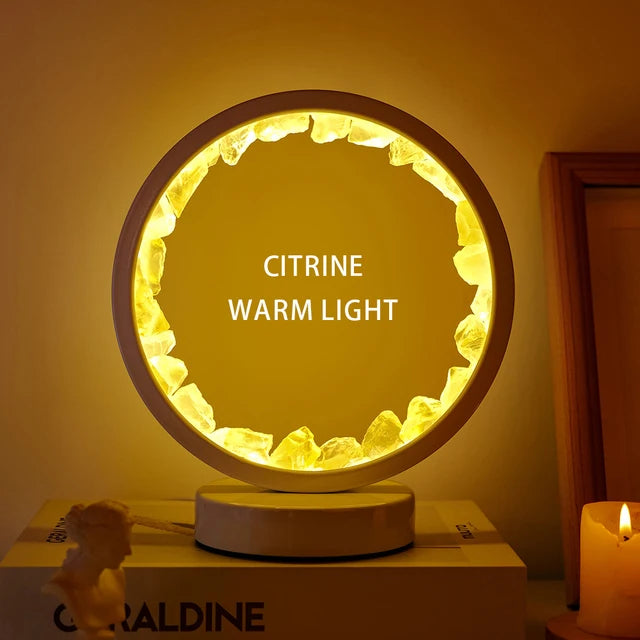 Lampe LED ronde en cristal avec ventilateur électrique, décoration de chambre, pierre précieuse naturelle, pierre de guérison, maison, alanding yst