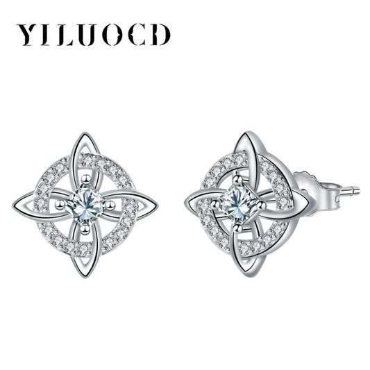 Boucles d'oreilles originales en argent Sterling 925 pour femmes, boucles d'oreilles à nœud De sorcière avec amulette De Protection en Zircon, bijoux