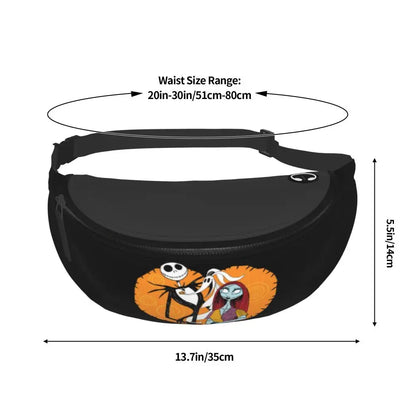 Sac Banane Personnalisé L'Étrange Noël de Monsieur Jack, Sacoche à Bandoulière pour Voyage, Randonnée, Téléphone, Poudres d'Argent