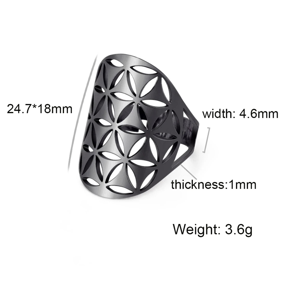 EUEAVAN – bague fleur de vie en acier inoxydable, géométrie sacrée archange Metatron, amulette réglable, bijoux cadeau, vente en gros