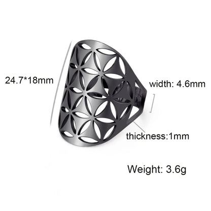 EUEAVAN – bague fleur de vie en acier inoxydable, géométrie sacrée archange Metatron, amulette réglable, bijoux cadeau, vente en gros