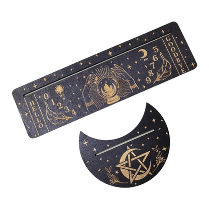 Présentoir de Cartes de Tarot en Bois, Support de Sorcière, Fournitures d'Outils de Décoration, Impression de Lune, Rangement de Cartes, Organiser T1, 2 Pièces/Ensemble