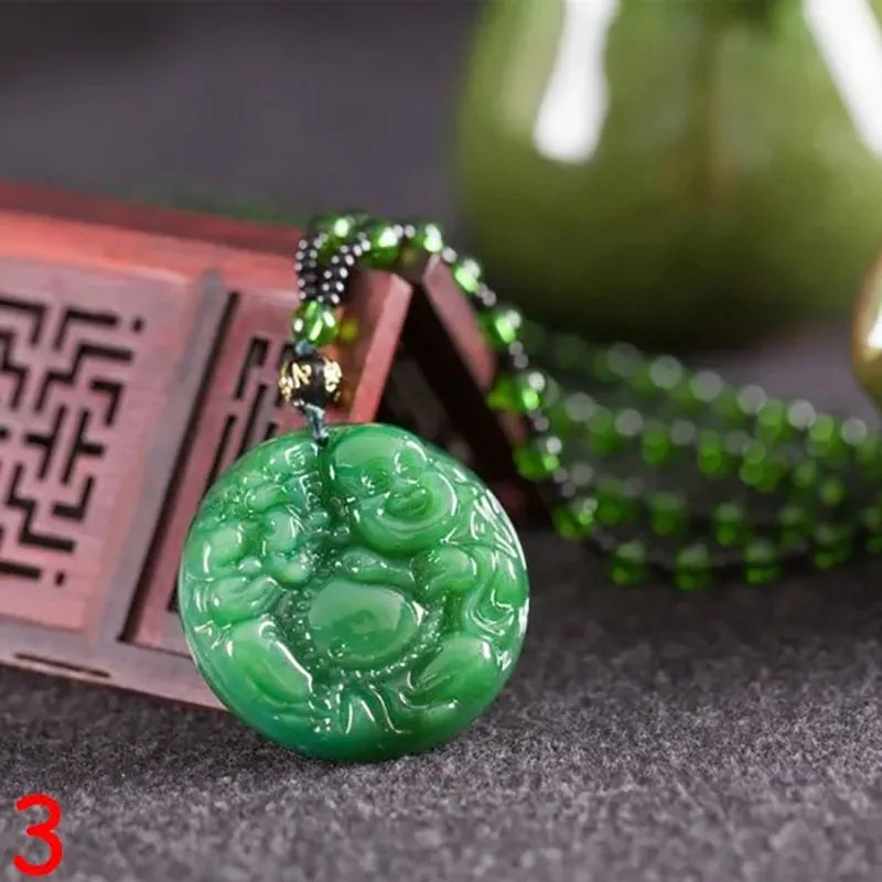 Pendentif classique en Agate chinoise verte naturelle, collier en Jade, bijoux de charme à la mode, amulette porte-bonheur sculptée, cadeaux pour femmes et hommes