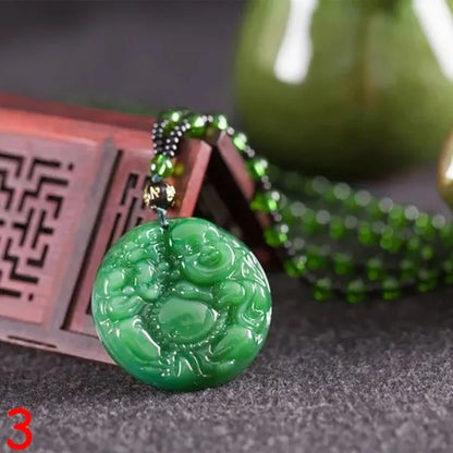 Pendentif classique en Agate chinoise verte naturelle, collier en Jade, bijoux de charme à la mode, amulette porte-bonheur sculptée, cadeaux pour femmes et hommes