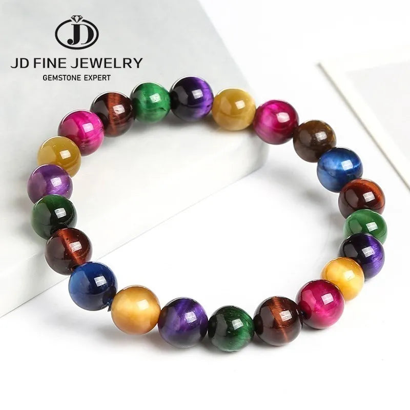 JD pierre naturelle bleu oeil de tigre Bracelets de perles femmes hommes Reiki guérison Yoga méditation bracelets porte-bonheur Pulseras bijoux cadeau