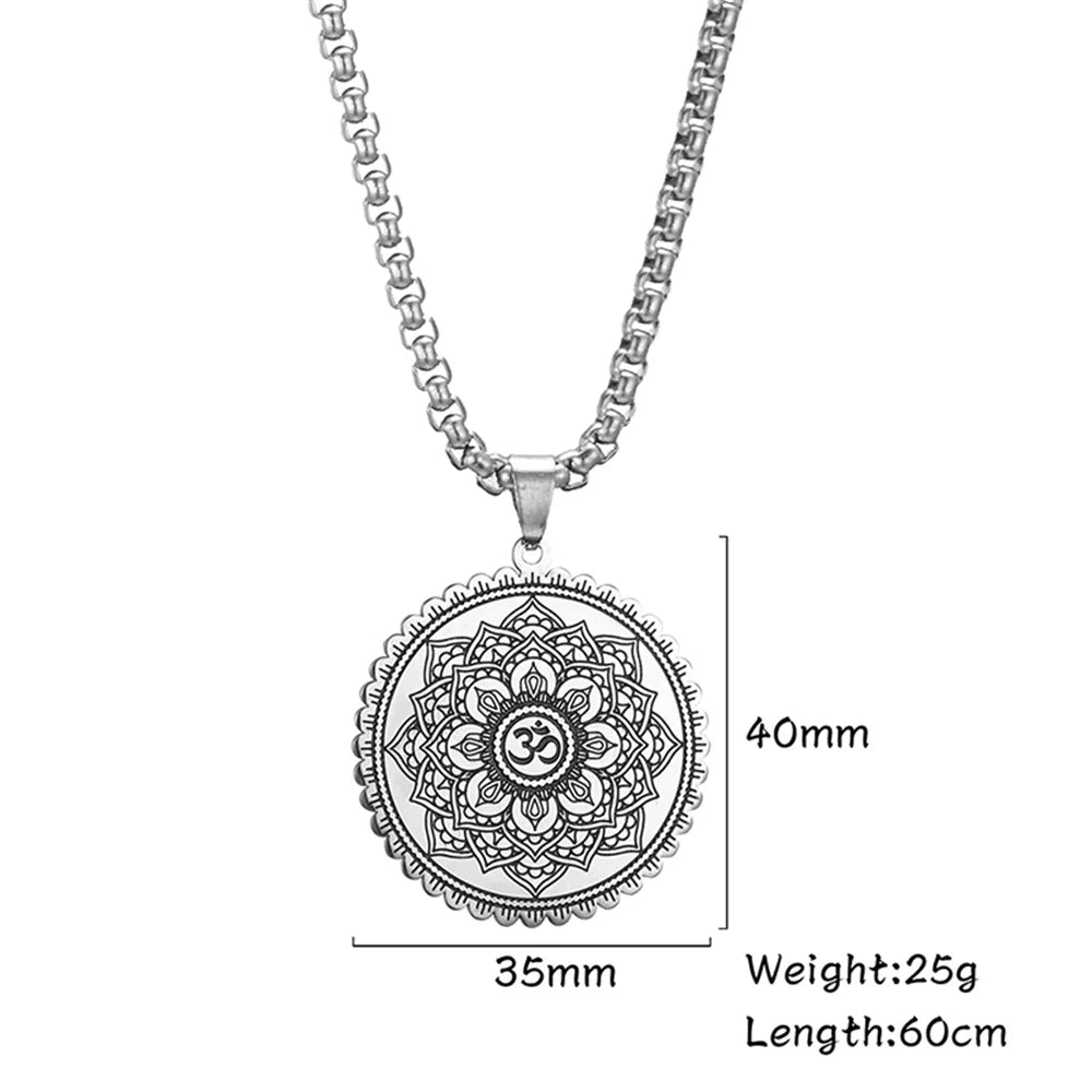 EUEAVAN Yoga Lotus Ohm symbole pendentif collier hindou bouddhiste chaîne en acier inoxydable méditation spirituelle religieux bijoux cadeaux