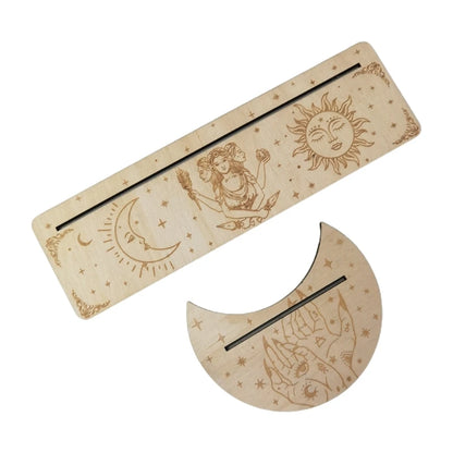 Présentoir de Cartes de Tarot en Bois, Support de Sorcière, Fournitures d'Outils de Décoration, Impression de Lune, Rangement de Cartes, Organiser T1, 2 Pièces/Ensemble