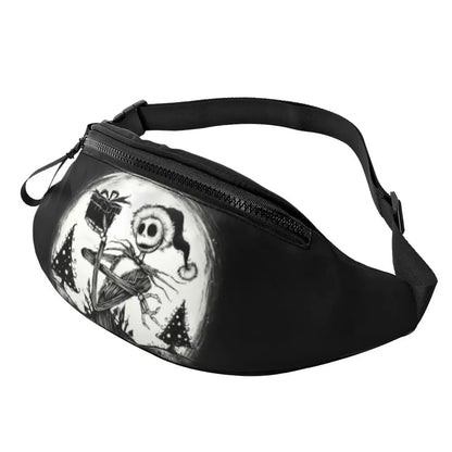 Sac Banane Personnalisé L'Étrange Noël de Monsieur Jack, Sacoche à Bandoulière pour Voyage, Randonnée, Téléphone, Poudres d'Argent