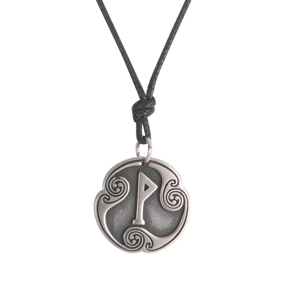 EUEAVAN rétro mystérieux Runes collier Viking bijoux corde chaîne réglable colliers en acier inoxydable pendentif amulette bijoux