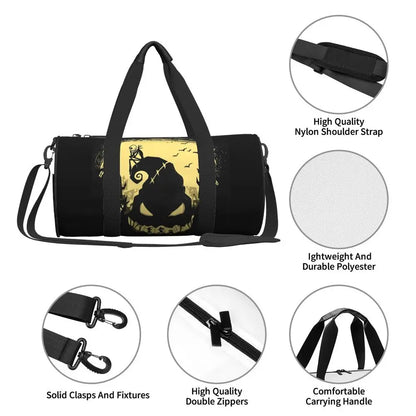 Sac fourre-tout de plage personnalisé Jack Skellington pour femmes, squelette vivant, grand compartiment, sacs de voyage pour salle de sport et plage