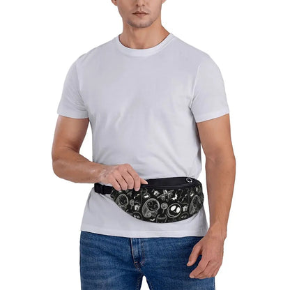 Sac Banane Personnalisé L'Étrange Noël de Monsieur Jack, Sacoche à Bandoulière pour Voyage, Randonnée, Téléphone, Poudres d'Argent