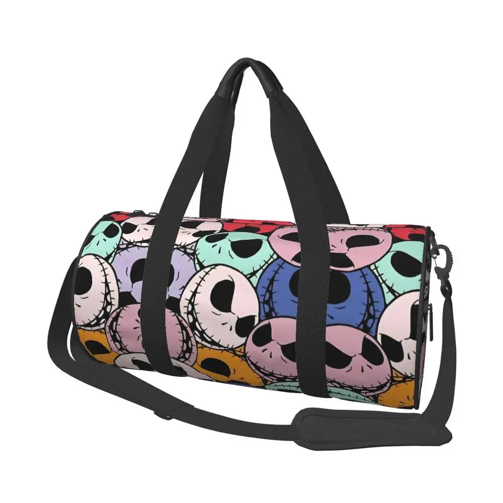Sac fourre-tout de plage personnalisé Jack Skellington pour femmes, squelette vivant, grand compartiment, sacs de voyage pour salle de sport et plage