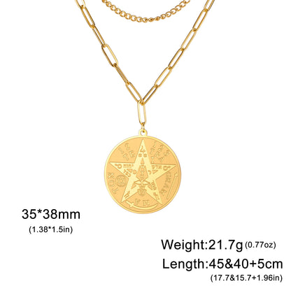 LIKGREAT-Collier pendentif pentagramme, bijoux en acier inoxydable, nom de Dieu, protection du pentacle, amulette porte-bonheur, cadeau