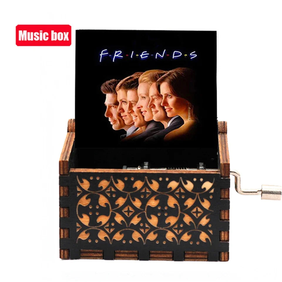 Boîte à musique en bois sculpté antique, manivelle, joyeux Halloween, vous êtes ma Dominique, décor d'Halloween, Noël, cadeau d'anniversaire