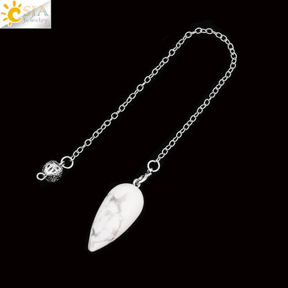 Pendule en Pierre Naturelle, Pendentif en Clip Turquoise, Goutte d'Eau de Guérison, Synchronisation, Radiesthésie, Reiki, T041