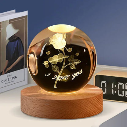 Décoration artisanale en verre 3D, 12 Constellations, boule de cristal gravée au Laser, système solaire d'anniversaire, cadeau, Base en bois, décor de bureau pour la maison
