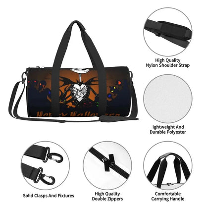 Sac fourre-tout de plage personnalisé Jack Skellington pour femmes, squelette vivant, grand compartiment, sacs de voyage pour salle de sport et plage