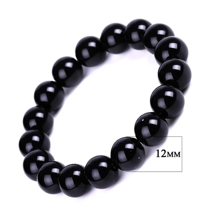 Bracelets bouddhistes tibétains en obsidienne noire pour hommes et femmes, amulette de bénédiction de prière, porte-bonheur, bijoux de médition, 4/6/8/10/12/14/16/18mm