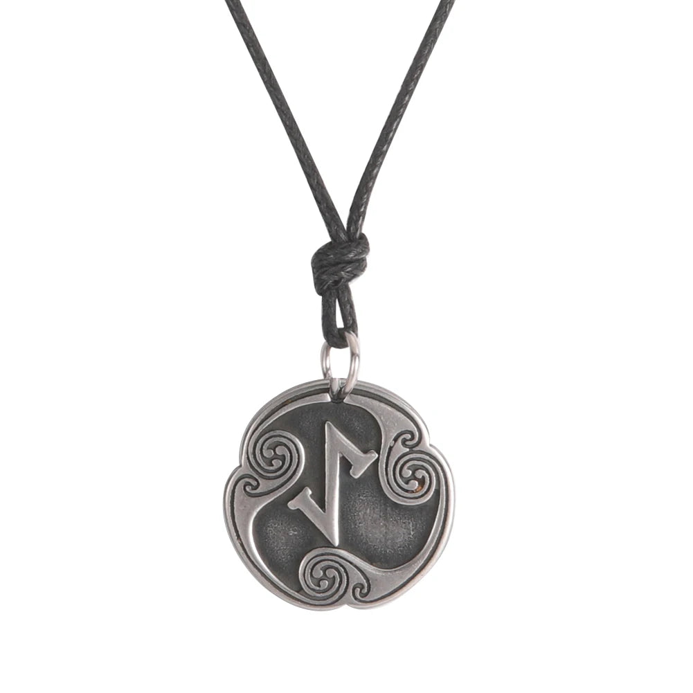 EUEAVAN rétro mystérieux Runes collier Viking bijoux corde chaîne réglable colliers en acier inoxydable pendentif amulette bijoux