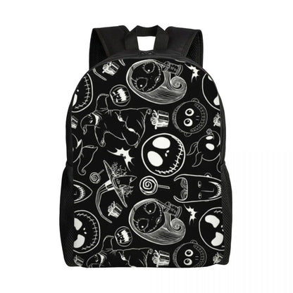 Sac à dos de voyage personnalisé citrouille King Jack Skellington souriant, sac à livres pour ordinateur d'école, le cauchemar avant noël