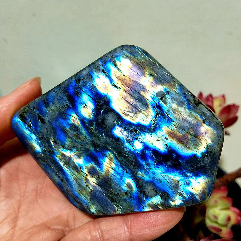 Pierre naturelle bleu jaune Labradorite cristal forme libre méditation sorcellerie Reiki guérison coeur Feng Shui cristal décor de chambre