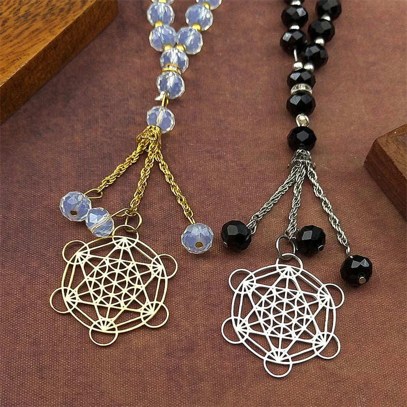 Pendentif de voiture spirituelle fleur de vie Chakra pour femmes et hommes, en acier inoxydable, géométrie sacrée, Cube Metatron, bijoux Salomon, cadeau