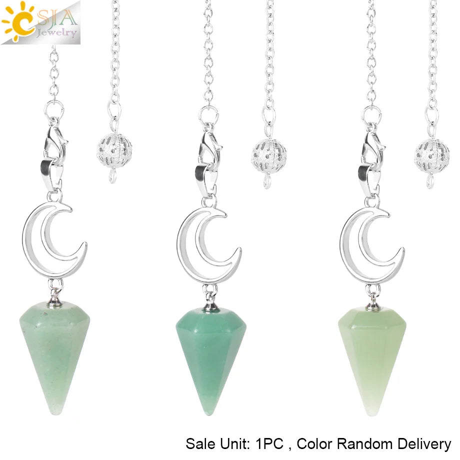 Pendule en cristal spirituel pour Divination, ésotérisme, lune de guérison, pendentif cône en pierre naturelle, Quartz rose, radiesthésie S9