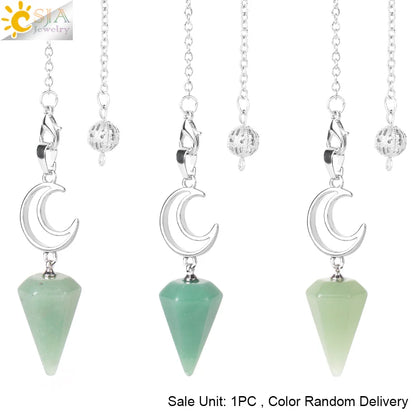 Pendule en cristal spirituel pour Divination, ésotérisme, lune de guérison, pendentif cône en pierre naturelle, Quartz rose, radiesthésie S9