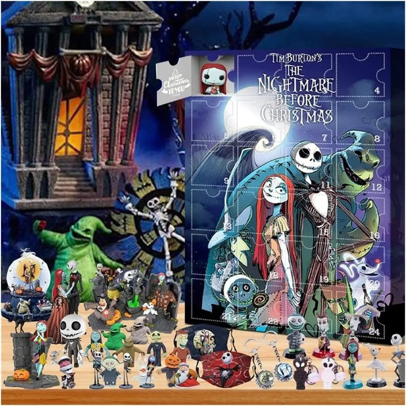 Calendrier de l'Avent avec Figurines d'Horreur d'Halloween, Compte à Rebours avec Jouets Surprises, Contient 24 Cadeaux