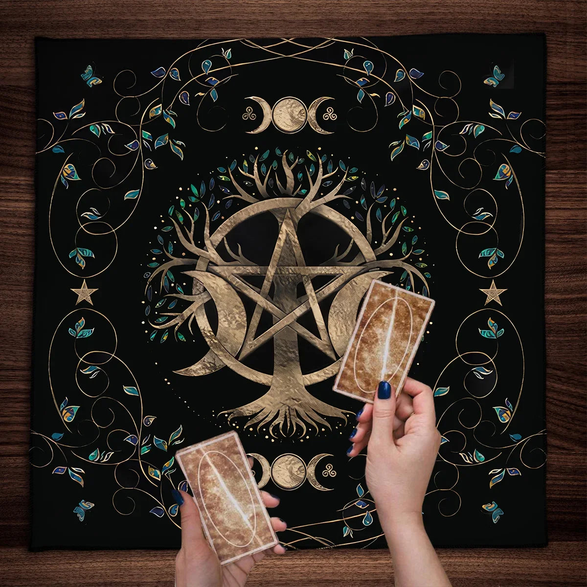 Couverture de Table de Tarot en tissu d'autel, douze Constellations étoilées, amour carrière, carte Oracle, nappe de Table de Tarot de lune, Divination