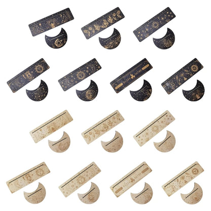 Présentoir de Cartes de Tarot en Bois, Support de Sorcière, Fournitures d'Outils de Décoration, Impression de Lune, Rangement de Cartes, Organiser T1, 2 Pièces/Ensemble