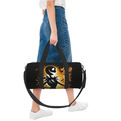 Sac fourre-tout de plage personnalisé Jack Skellington pour femmes, squelette vivant, grand compartiment, sacs de voyage pour salle de sport et plage