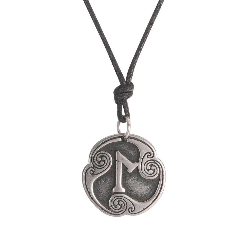 EUEAVAN rétro mystérieux Runes collier Viking bijoux corde chaîne réglable colliers en acier inoxydable pendentif amulette bijoux