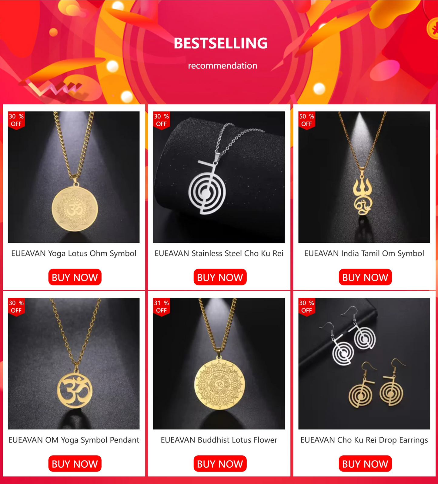 EUEAVAN Yoga Lotus Ohm symbole pendentif collier hindou bouddhiste chaîne en acier inoxydable méditation spirituelle religieux bijoux cadeaux