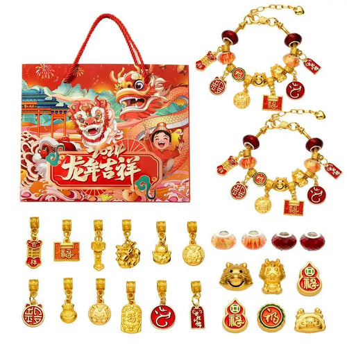 Calendrier de l'Avent du Nouvel An chinois pour filles, bijoux, bracelets à faire soi-même, compte à rebours de 24 jours, cadeaux pour enfants