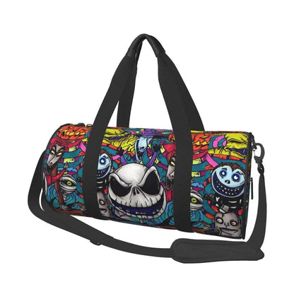 Sac fourre-tout de plage personnalisé Jack Skellington pour femmes, squelette vivant, grand compartiment, sacs de voyage pour salle de sport et plage