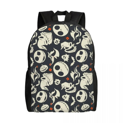 Sac à dos de voyage personnalisé citrouille King Jack Skellington souriant, sac à livres pour ordinateur d'école, le cauchemar avant noël